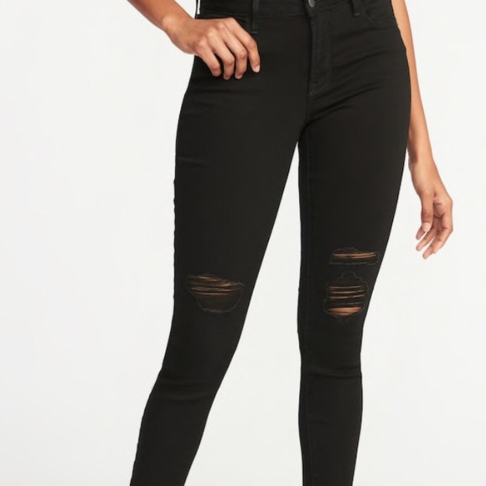 Old Navy Rockstar Skinny Distressed Black Jeans
